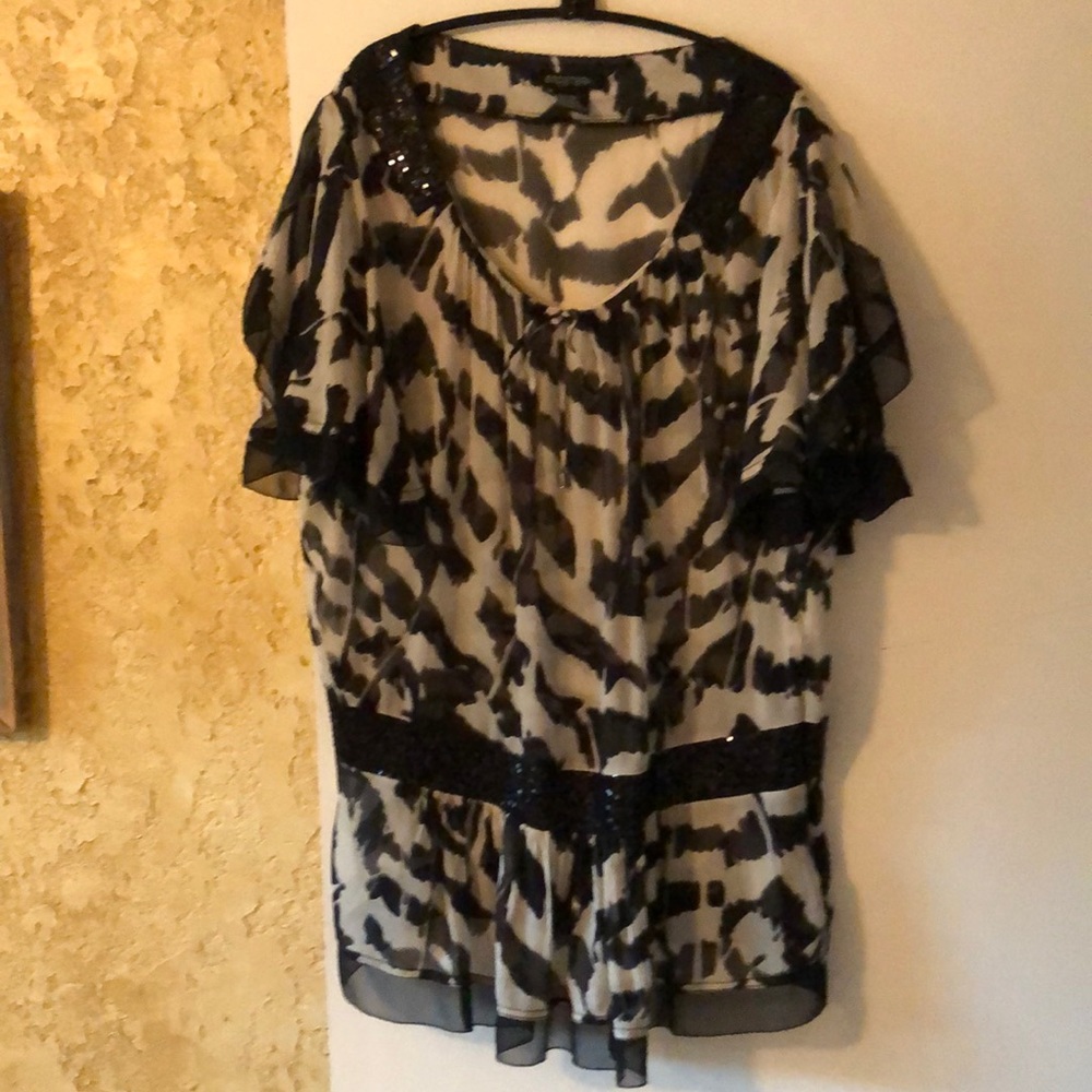 Etcetera silk and sequin black and white top Size 14